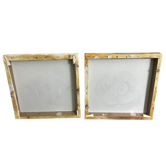Seashell Canvas Wall Art Coastal Beach‎ Decor Set Of 2 Wrapped Edges 12" Square - Picture 2 of 2